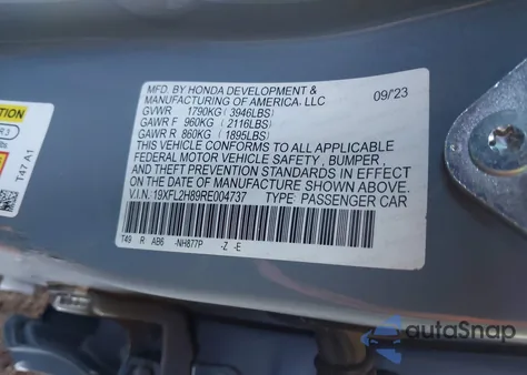 2024 Honda Civic Sport from USA, damaged, VIN 019XFL2H89RE00473